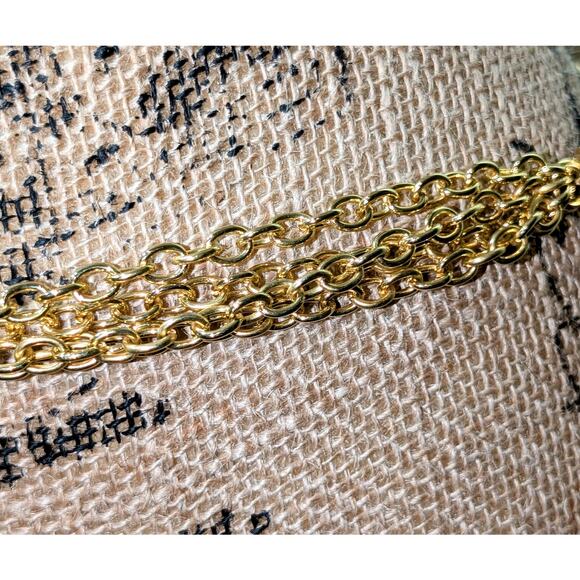 Multi-Strand Goldtone Chain Link Rootbeer Acrylic Ball Bead Chain Belt 30\
